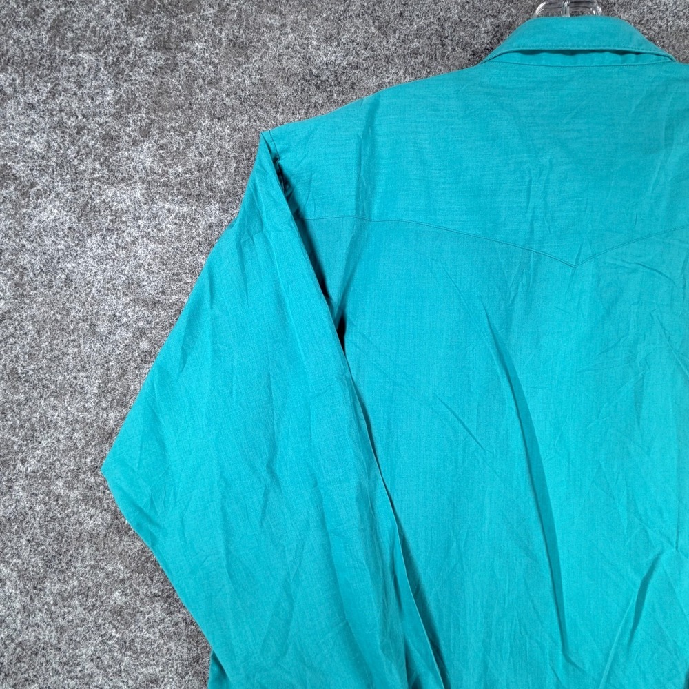 Vintage 90s Rustler Western Shirts Mens XL Tall Teal Pop Preppy Pearl Snap Roper - Picture 13 of 16